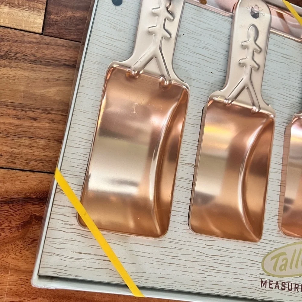 Vintage New in Box Set of 3 Rose Gold Measuring Cups With Wall Attachment Retro